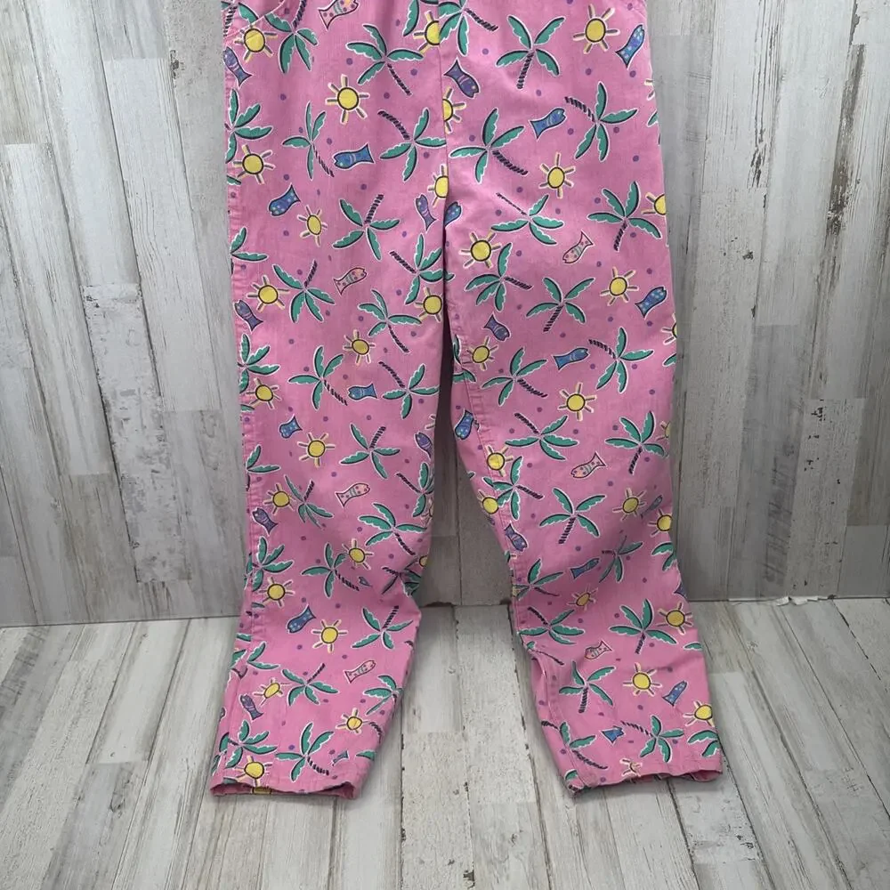 Rare 80’s Vintage Oshkosh B Gosh Pink Tropical Overalls Set Sz 12/14 Tapered Leg